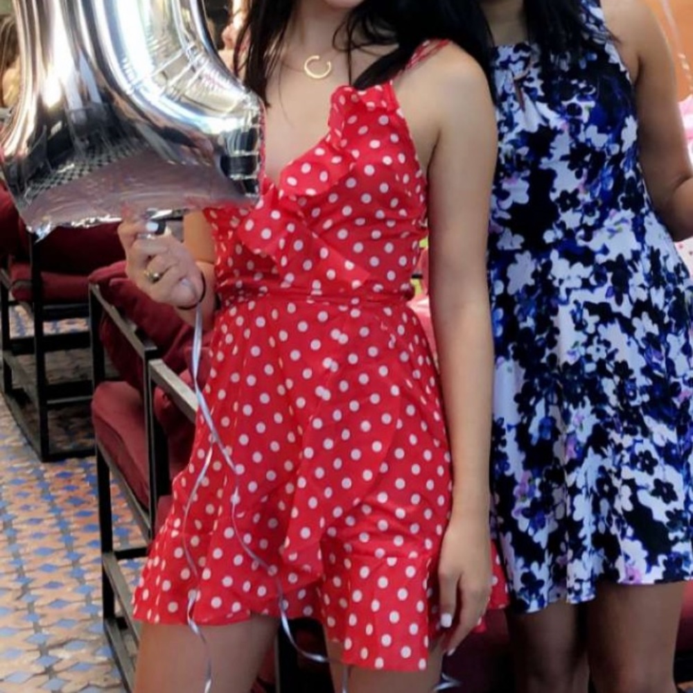 Red polka dot dress